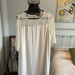 White with lace midi-dress